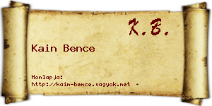 Kain Bence névjegykártya